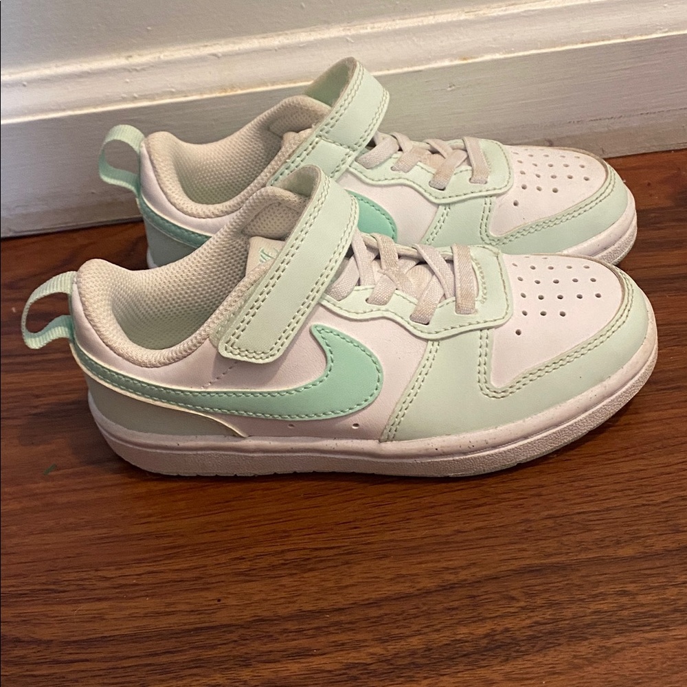 Nike Court Borough Low Recraft Sneakers White & Light Green Youth Size US 11C